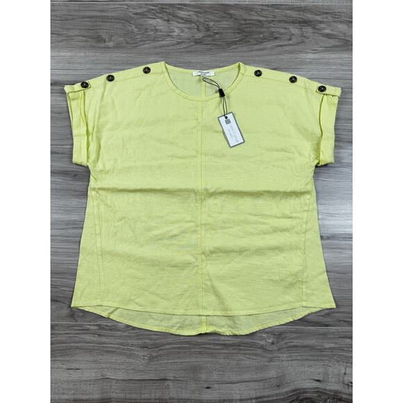 Cable & Gauge Women's Linen Blend Button‎ Detail Top Blouse - Small, Yellow, NWT - Picture 1 of 7